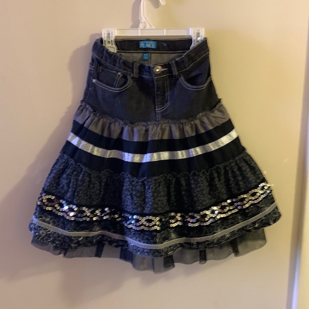 Girls long denim skirt